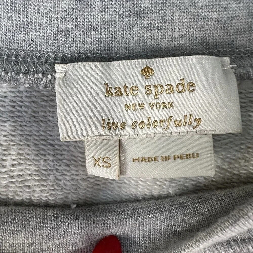 Kate‎ Spade x Darcel Size XS Women's Pink Donut Graphic Sweatshirt Boatneck Grey